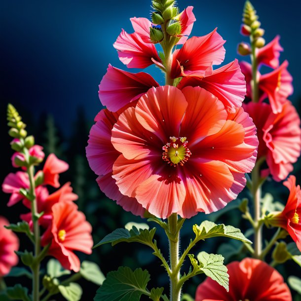 Imagery of a coral hollyhock