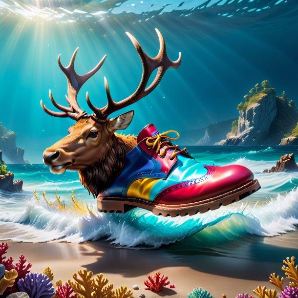 Picture of a elk in a shoes in the sea