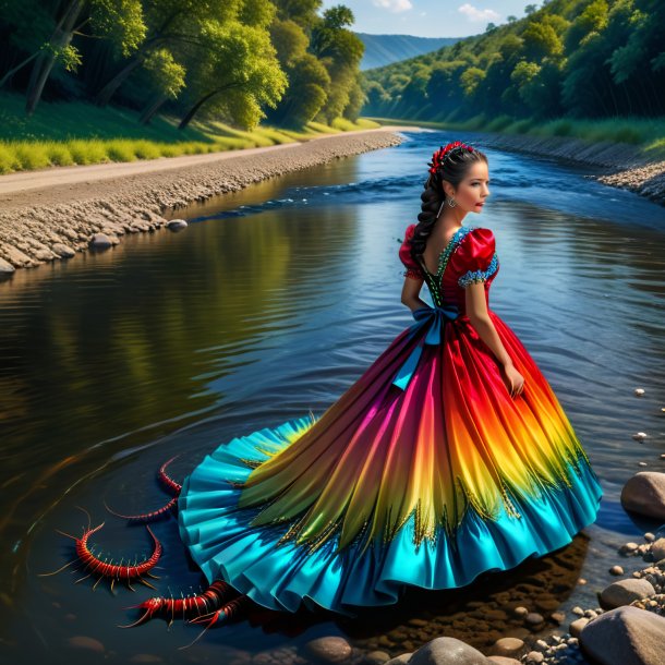 Picture of a centipede in a dress in the river