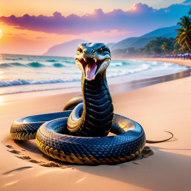 Photo d'une danse d'un cobra sur la plage