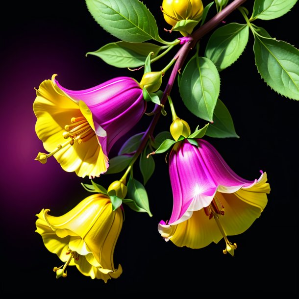 Drawing of a magenta yellow waxbells