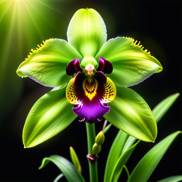 "clipart de un ophrys verde, orquídea de araña"