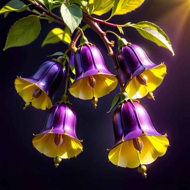 Depicting of a purple yellow waxbells
