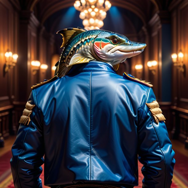 Pic of a pike in a blue jacket