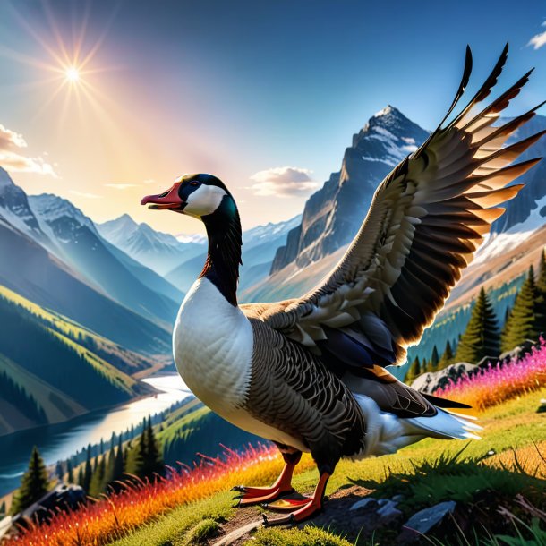 Pic of a threatening of a goose in the mountains