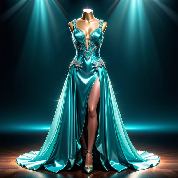 Clipart of a aquamarine dress from metal