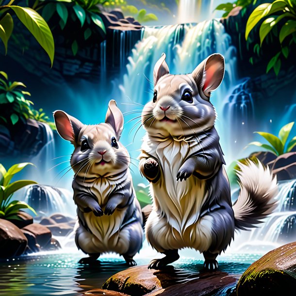 Image of a dancing of a chinchillas in the waterfall