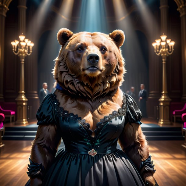 Image of a bear in a black dress