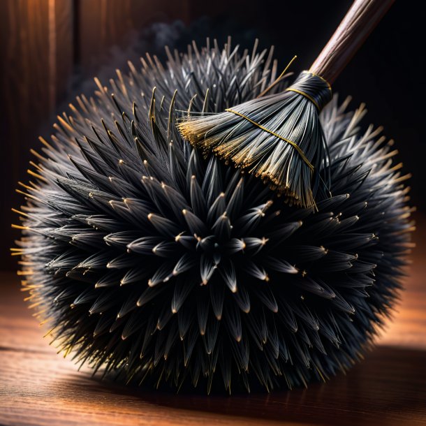 "portrait of a charcoal broom, prickly"