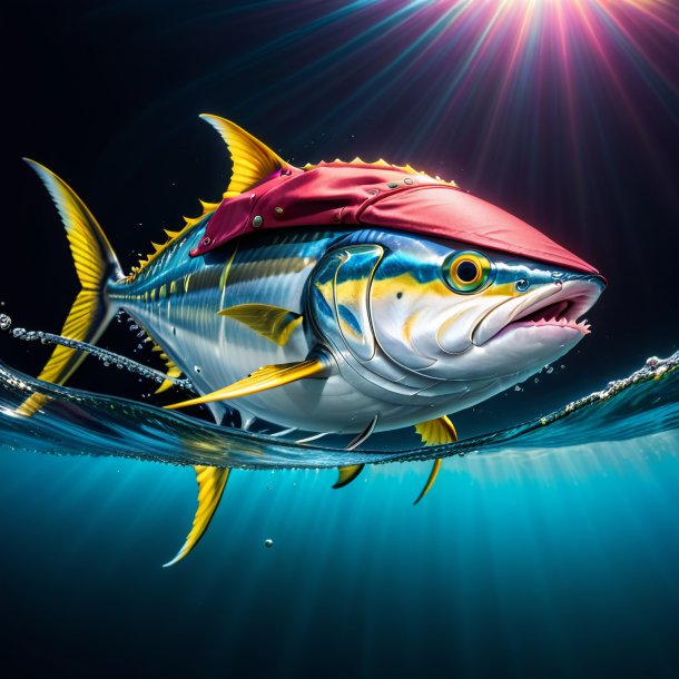 Image of a tuna in a cap in the water