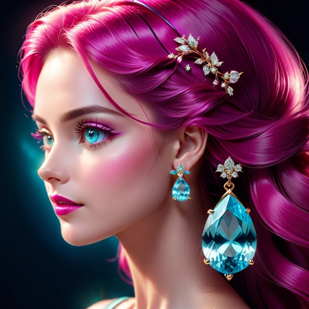 "depicting of a aquamarine lady's-eardrop, fuchsia"