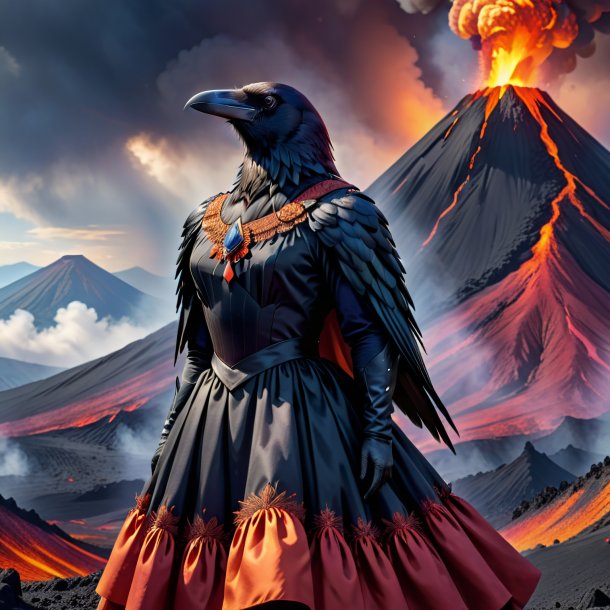 Pic of a crow in a dress in the volcano