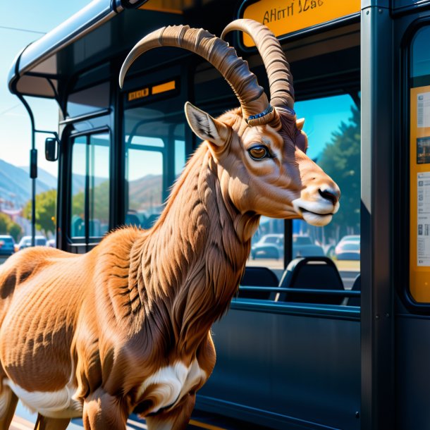 Drawing of a ibex in a belt on the bus stop