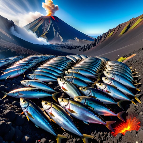 Foto de um descanso de uma sardinha no vulcão