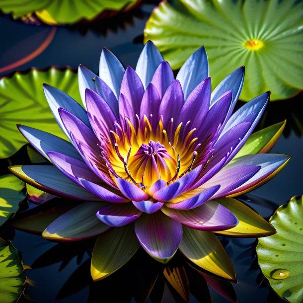 "picture of a black water lily, peltated"