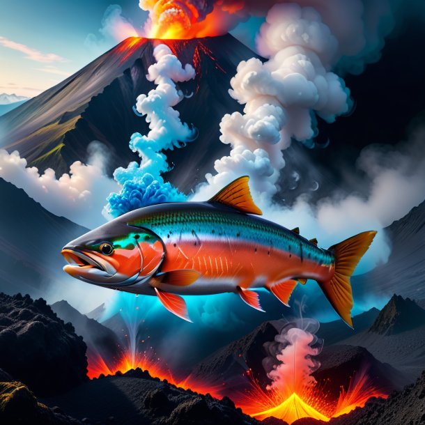 Picture of a smoking of a salmon in the volcano