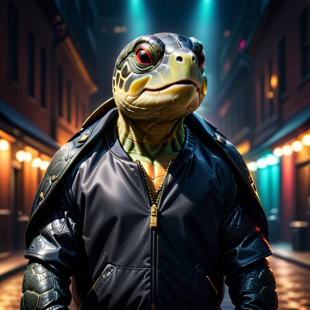 Photo of a turtle in a black jacket