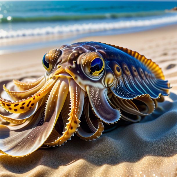 Image of a cuttlefish in a belt on the beach