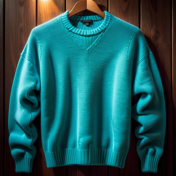 Photo d'un pull aquamarine en bois