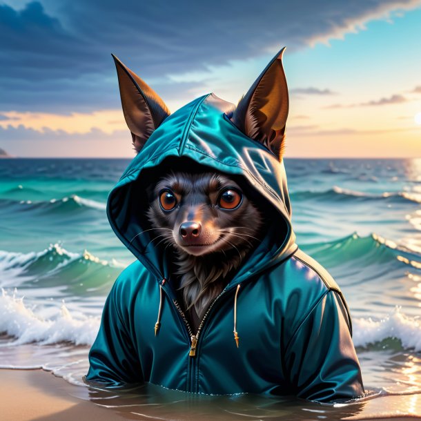 Image of a bat in a hoodie in the sea