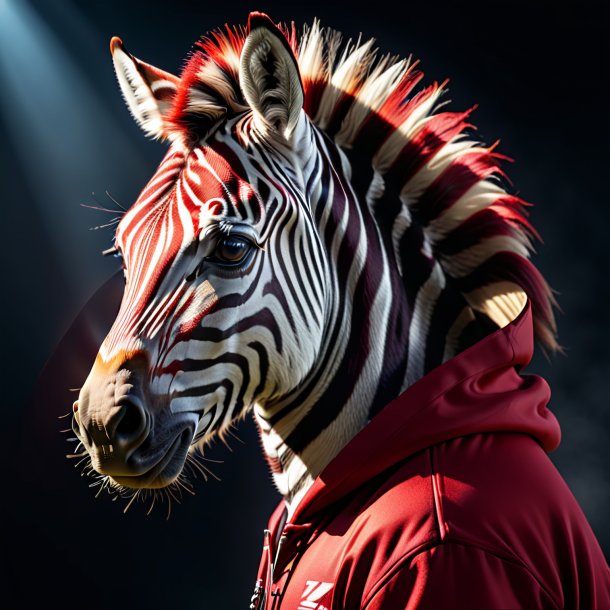 Pic of a zebra in a red hoodie