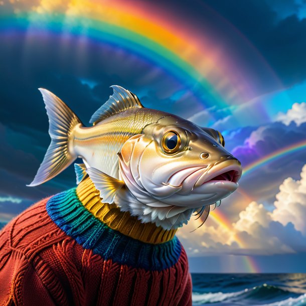 Pic of a haddock in a sweater on the rainbow