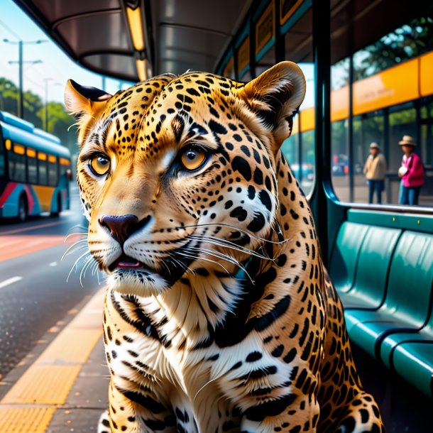 Imagen de un llanto de un jaguar en la parada de autobús