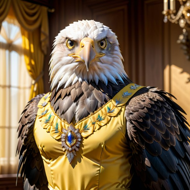 Image of a eagle in a yellow dress