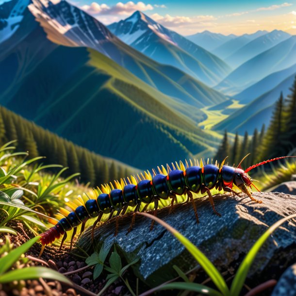 Image d'une attente d'un centipede dans les montagnes