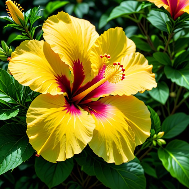 Fotografía de un hibisco amarillo