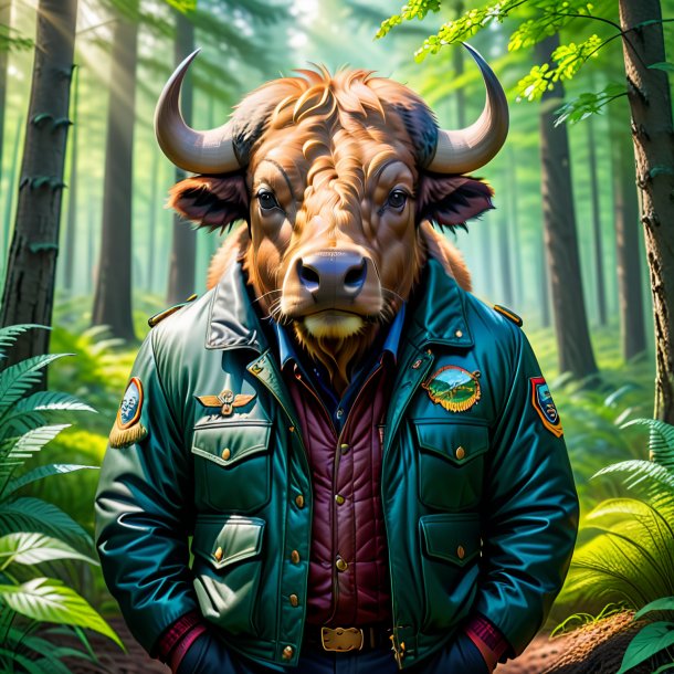 Image of a buffalo in a jacket in the forest