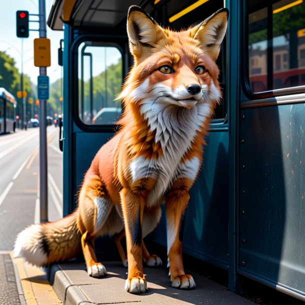 Imagem de uma raposa em um jeans no ponto de ônibus