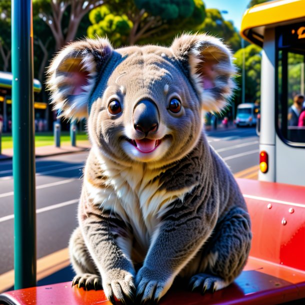 De um sorriso de um coala na parada de ônibus