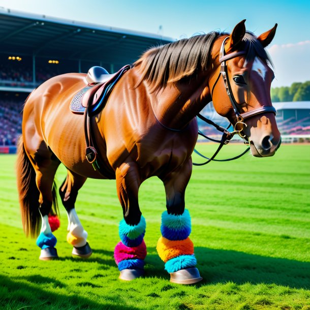 Photo d'un cheval dans une chaussure sur le terrain