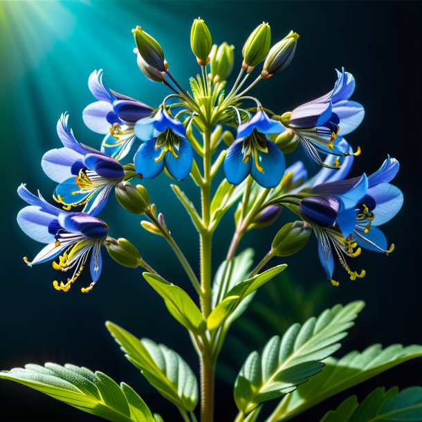 Photography of a teal polemonium