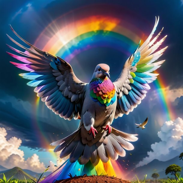 Picture of a angry of a dove on the rainbow