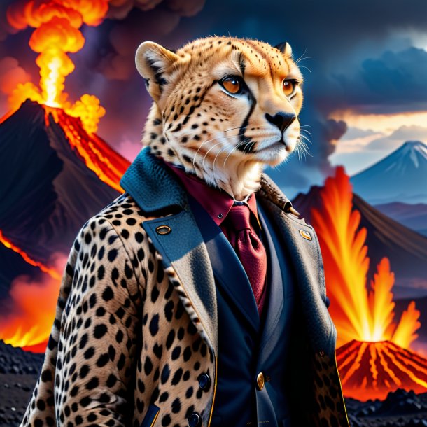 Pic of a cheetah in a coat in the volcano