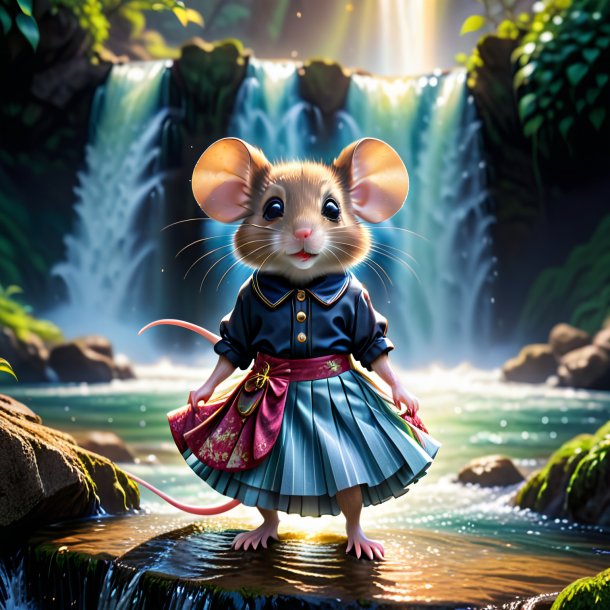 Image of a mouse in a skirt in the waterfall