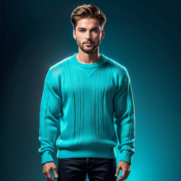 Clipart of a cyan sweater from metal