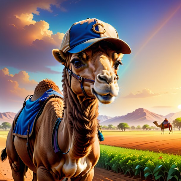 Drawing of a camel in a cap on the field