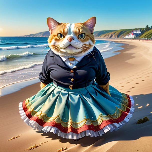 Illustration of a haddock in a skirt on the beach