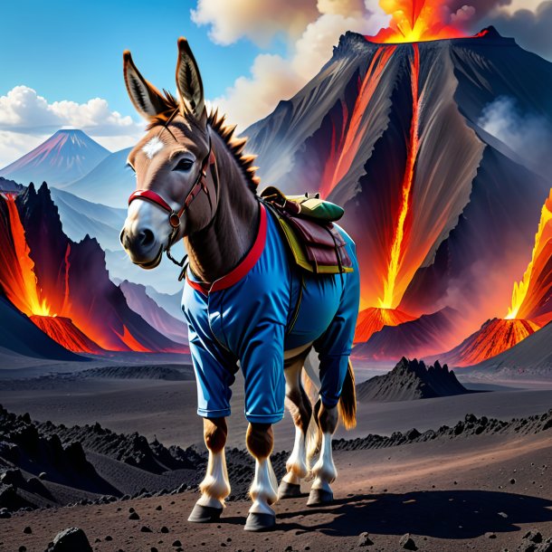 Foto de un burro en un pantalón en el volcán