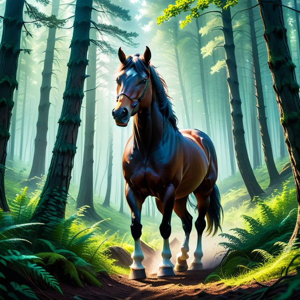 Pic of a threatening of a horse in the forest