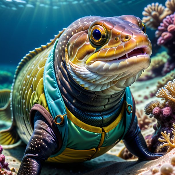 Pic of a eel in a vest in the sea