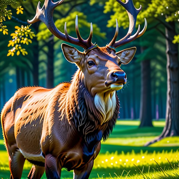 Image d'un wapiti dans une ceinture dans le parc