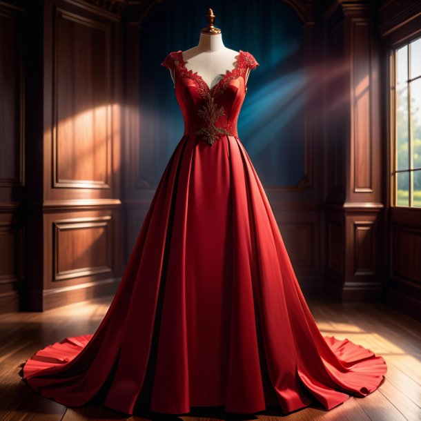 Sketch de um vestido vermelho de madeira