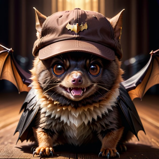 Pic d'une chauve-souris dans une casquette brune