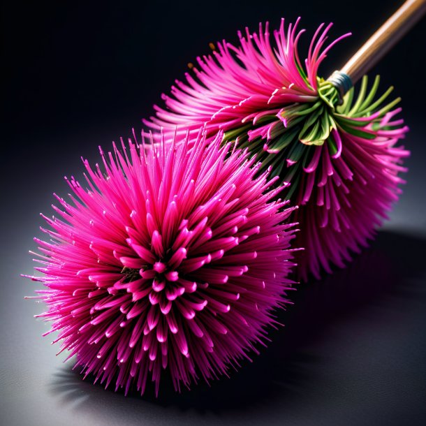 "photography of a hot pink broom, prickly"