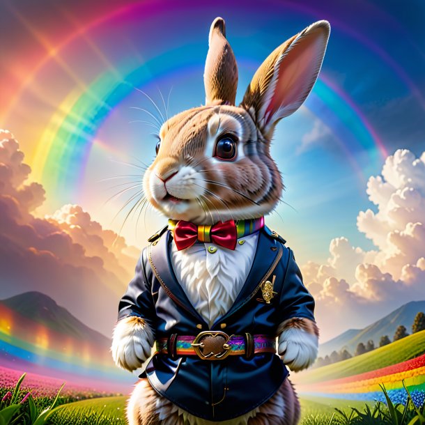 Image d'un lapin dans une ceinture sur l'arc-en-ciel