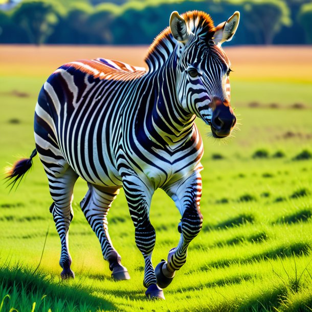 Pic of a zebra in a trousers on the field